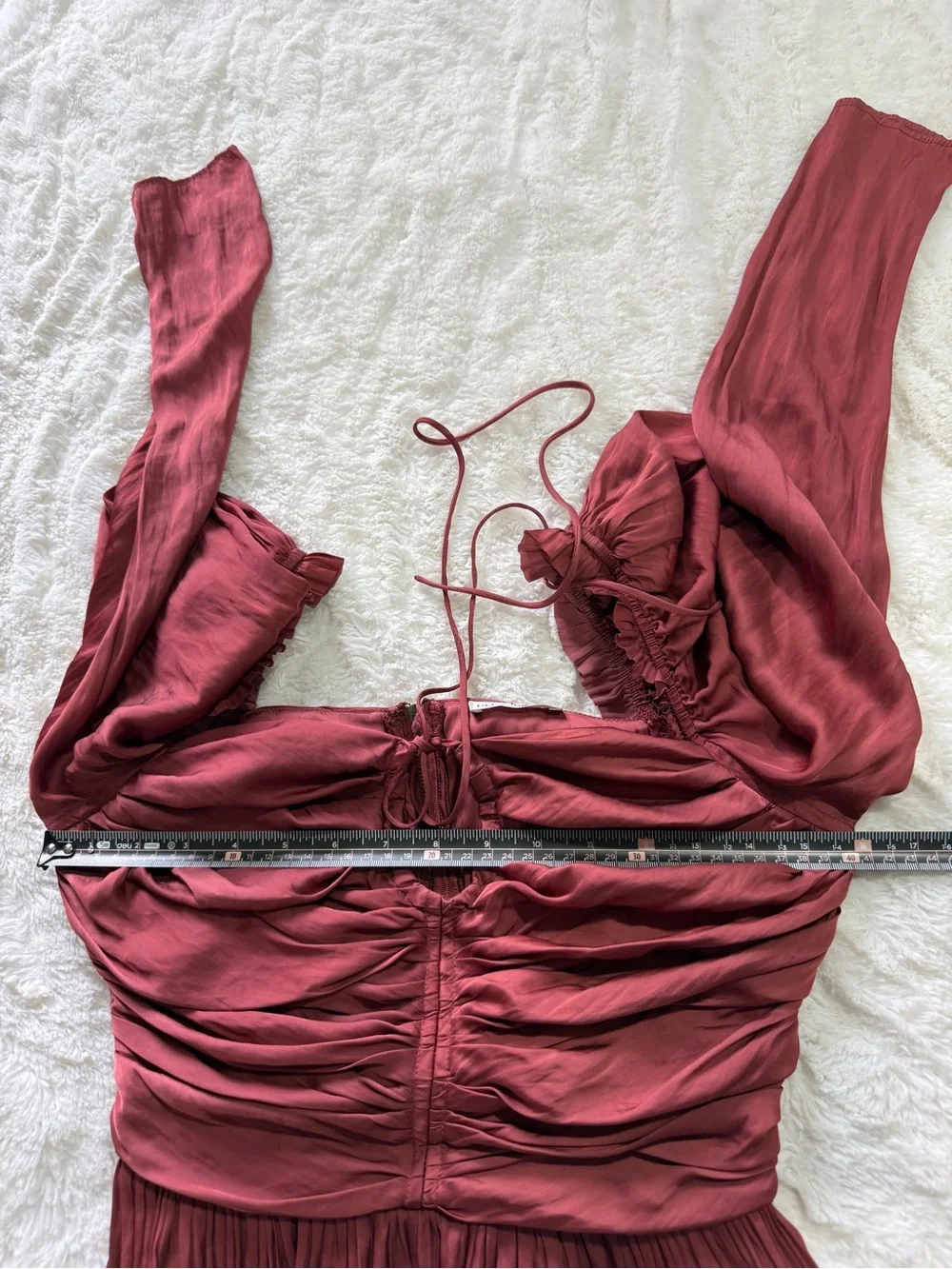 Ulla Johnson Mirelle Burgundy Ruched Peplum Puff Sleeve Blouse size 2
